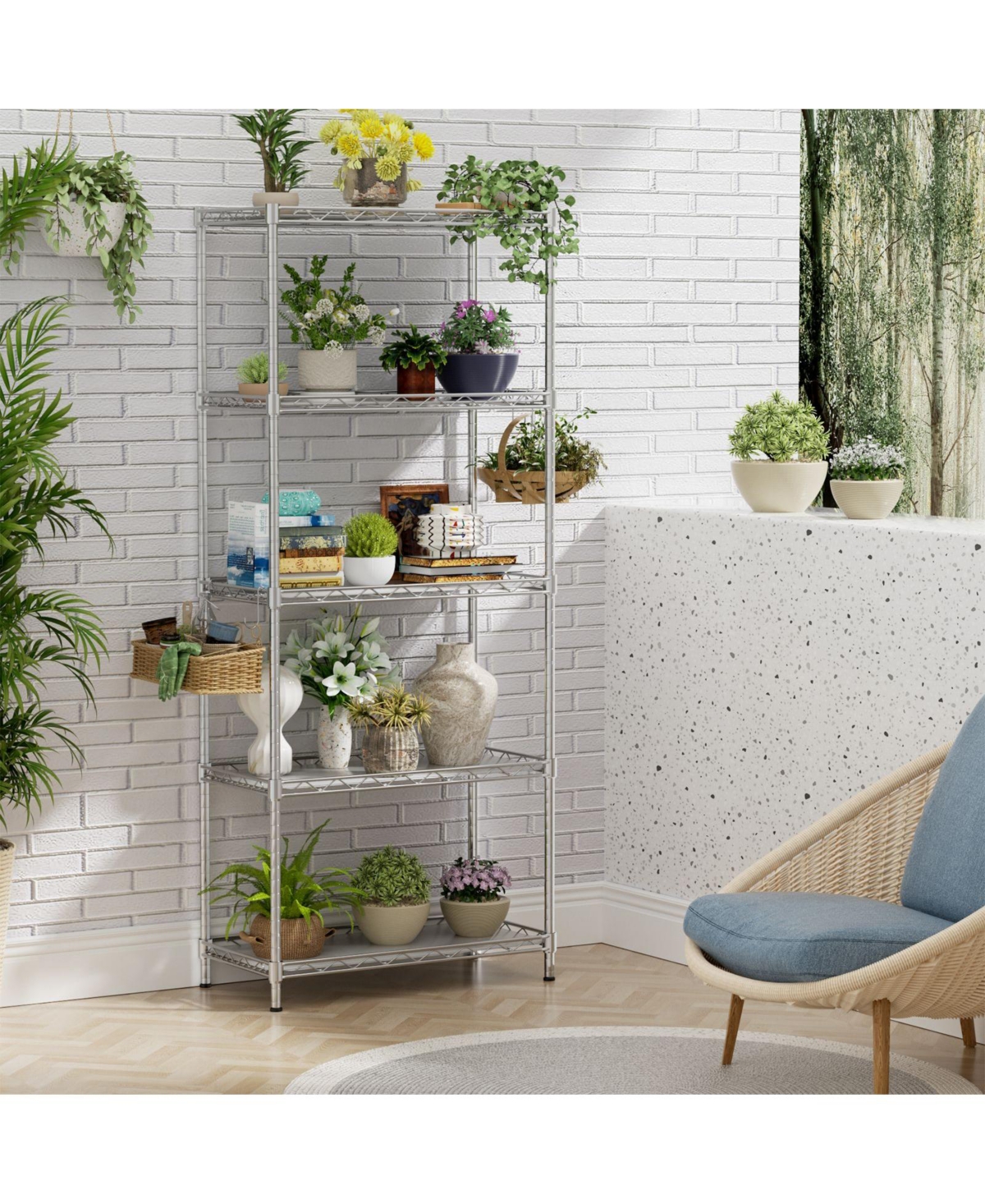 Lovmor 5-Tier 21 in W x 59 in H x 12 in D Adjustable Wire Shelving Unit