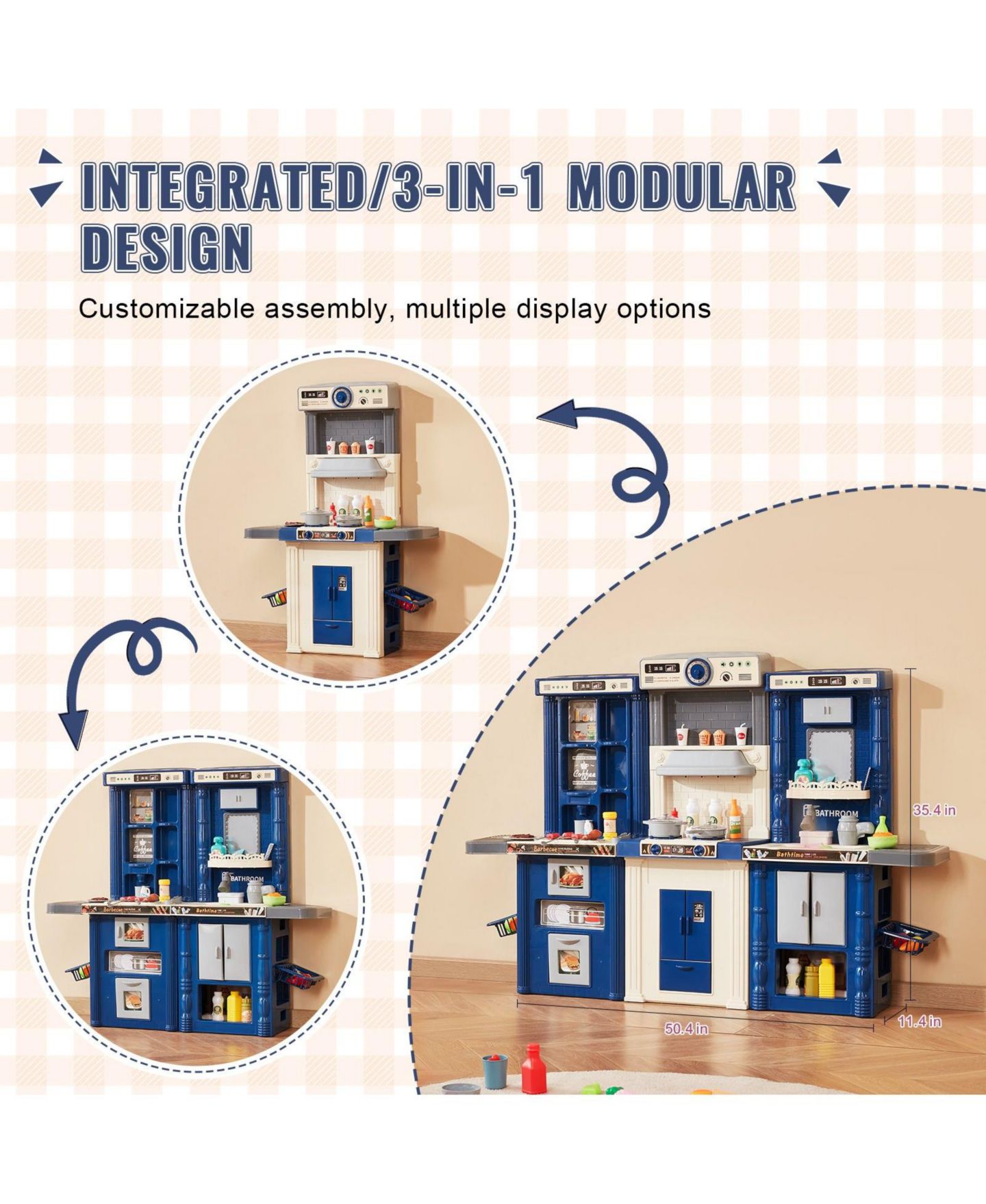 Детский игровой набор SUGIFT 3-in-1 74-Pc Kids' Kitchen Playset, от 3 лет, цвет: Синий — фото 9