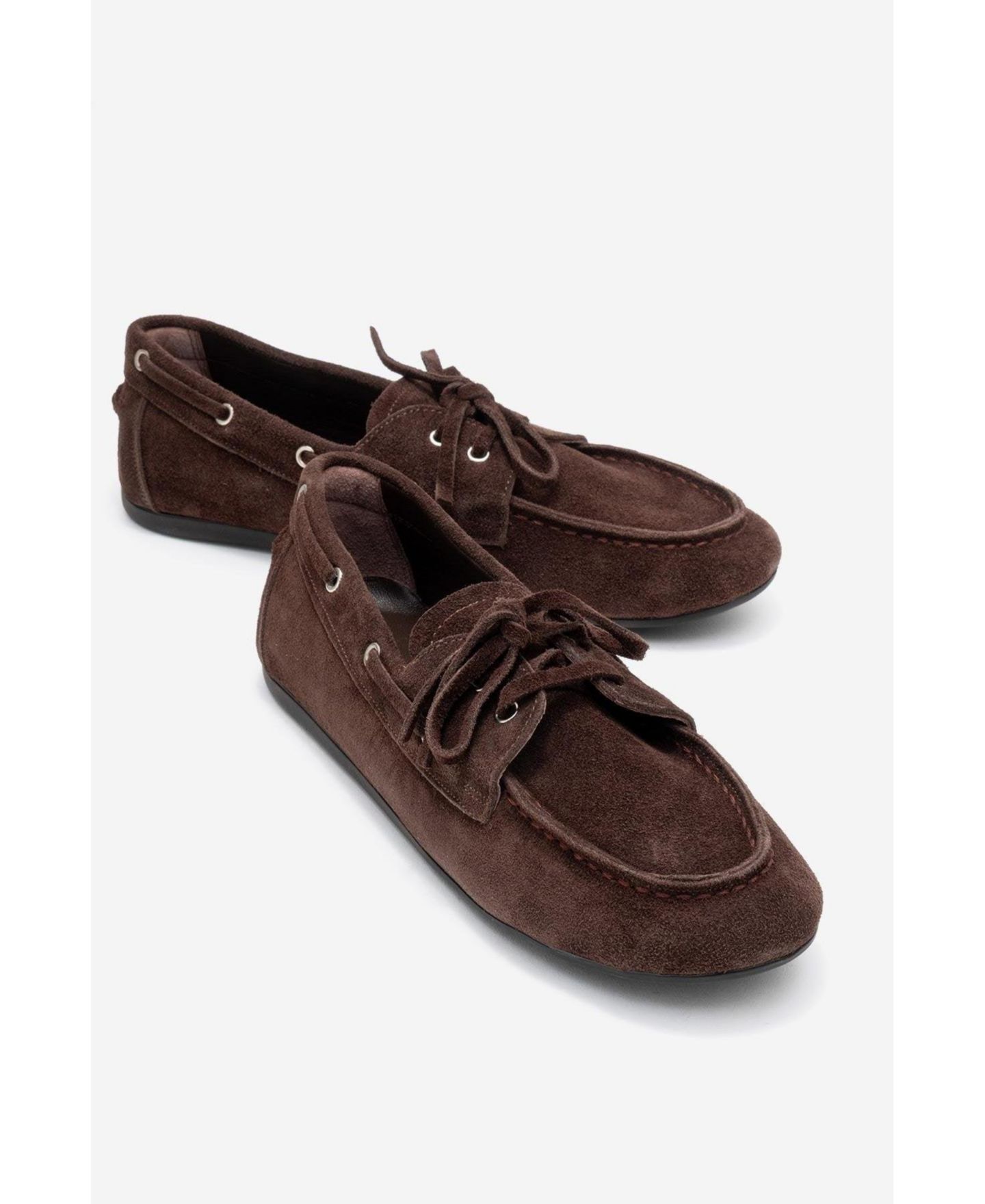 Женские туфли Forever & Always Shoes Serelis Leather Lace Up Loafer, цвет: Коричневый замшевый кожаный — фото 5
