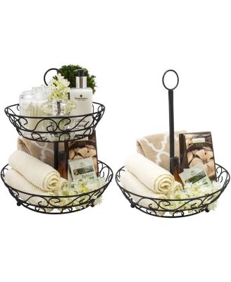 2-Tier Metal Countertop Fruit Basket & Bowl Stand - Stylish Storage for Kitchen & Dining