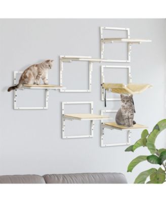 Wall-Mounted Cat Tree with Adjustable Jumping Platforms