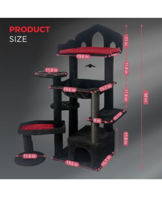 58" Black Gothic Cat Tree - Spooky Tower for Multiple Cats