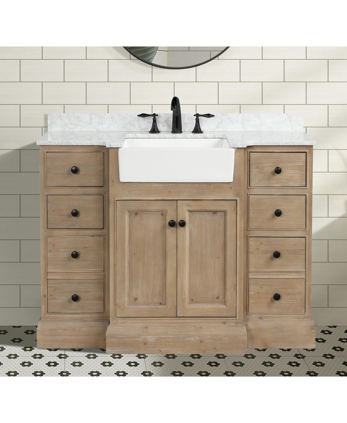 Ari Bath 48" Kelly, Weathered Fir Finish, Carrara Marble Countertop