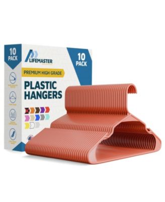 heavy-duty plastic hangers for clothes, dresses & coats non-slip grooves, space-saving design, holds 5 lbs 10-pack, dark brown.