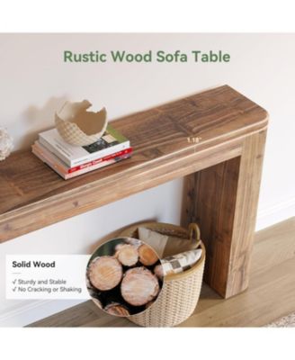 Solid Wood Console Table, 63-Inch Farmhouse Entryway Sofa Table Behind Couch for Living Room Hallway, Foyer