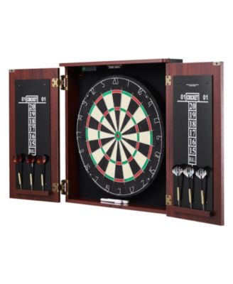 Dartboard and Cabinet Set with LED Light Official Size Game Bundle