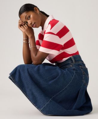 Women's Pleated Denim Midi Skirt