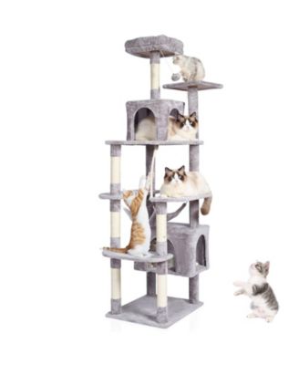 72" Multi-Level Cat Tree with 2 Condos, Light Gray