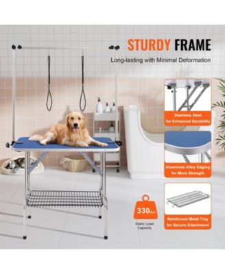 Foldable Pet Grooming Table with Double Arms, 36" x 24", Holds up to 330 lbs