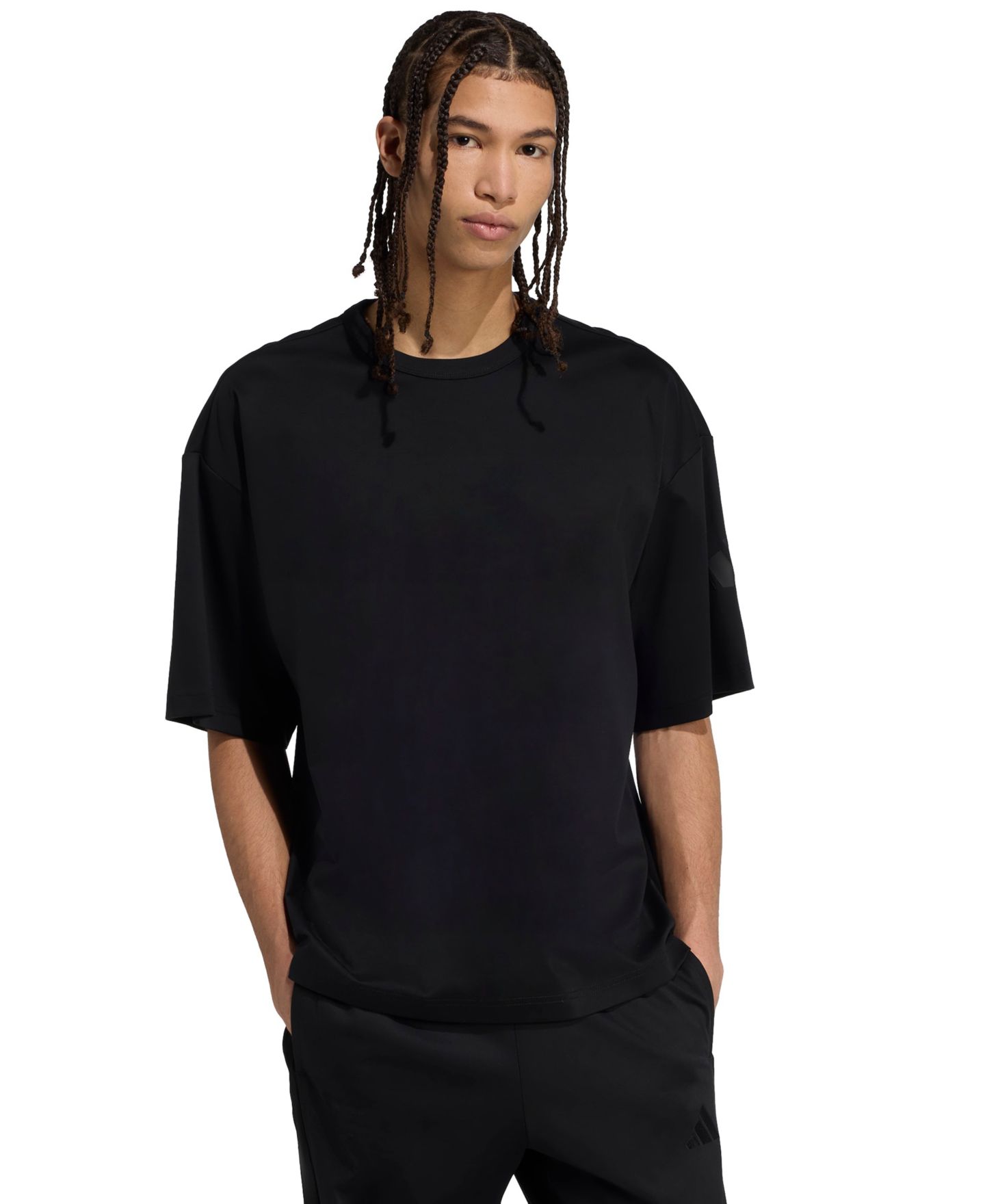 Мужская футболка adidas Soft Lux Crewneck, цвет: Чёрный — фото 1