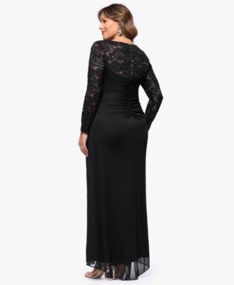 Plus Size Long-Sleeve Lace Back Sheath Dress