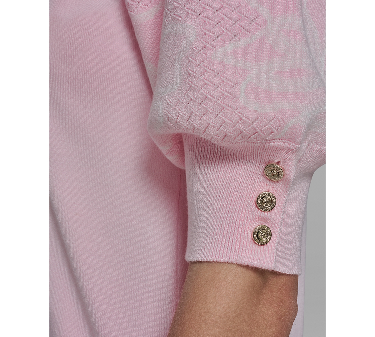 Karl Lagerfeld Paris Petite Floral Print V-Neck Sweater