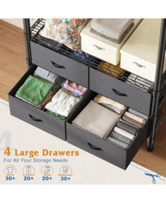 Clothes Rack, Heavy Duty Clothing Racks for Hanging Clothes，Freestanding Garment Rack with Adjustable Shelves for Bedroom