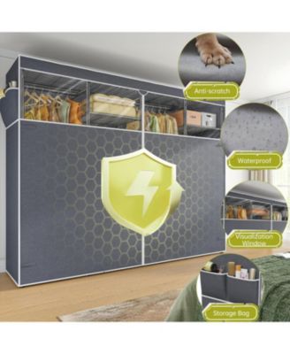 Clothes Rack with Cover Heavy Duty Clothing Racks for Hanging Clothes Adjustable Metal Portable Closet for Bedroom