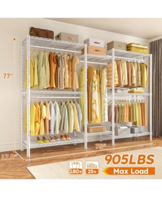 Clothes Rack,Clothing Racks for Hanging Clothes Heavy Duty,Adjustable Garment Rack with Shelves,rolling clothes rack Max Load