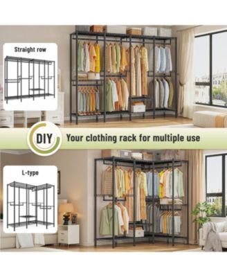 Adjustable Portable Clothes Rack with Shelves Closet Organizer