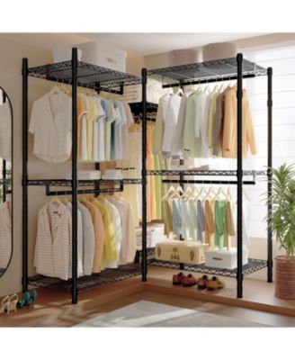 Clothes Rack with Cover,Clothing Racks for Hanging Clothes Heavy Duty,Portable Closet with Shelves,Adjustable,Loads 905 LBS