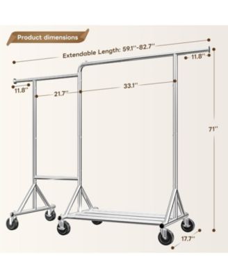 82.7" W Clothing Rack Load 500LBS, Heavy Duty Clothes Racks with Wheels, Portable Clothing Racks