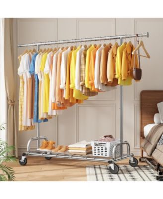 Heavy Duty Clothes Rack Load 480LBS,Clothing Racks for Hanging Clothes,Adjustable Rolling Clothes Rack with Wheels,Garment Rack for Bedroom