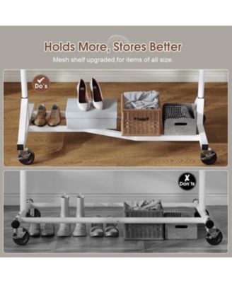 Clothes Rack, 400LBS Clothing Racks for Hanging Clothes 200+, Extendable Rolling Clothes Rack with Sturdy Wheels & Shelves, Garment Rack