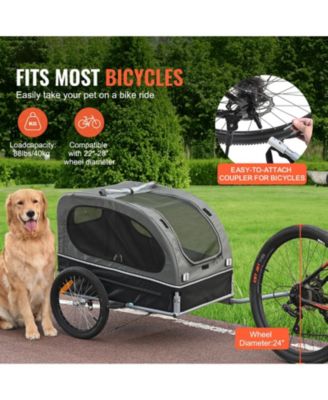 Foldable Pet Bike Trailer with Universal Coupler, Holds up to 88 lbs., Black & Gray