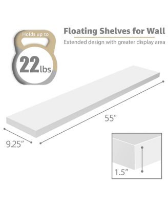 3 Pack 55 Inch Wall Mounted Floating Shelves - for Bathroom, Wall Decor for Bedroom, Kitchen, Living Room, Book Storage