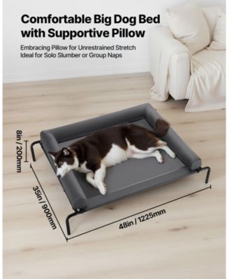Steel Frame Portable Elevated Pet Cot with Washable Pillow, XL, Gray