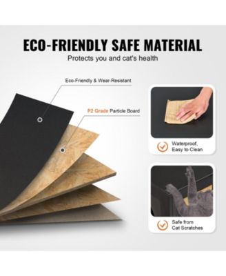 Double-Compartment Wooden Litter Box Enclosure, Black