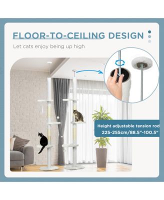 88.5"-100.5" Adjustable Height Cat Tree with Cloud Shape Platforms