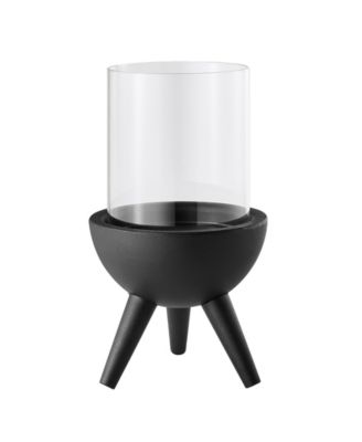 Molta Black Metal Bold Pedestal and Glass Pillar Votive Candle Holder