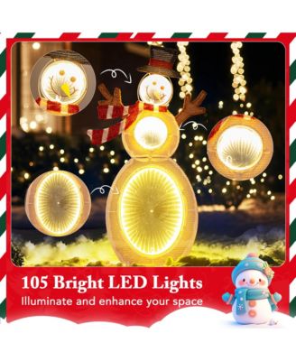 2.6 FT Lighted Snowman with 105 Built-in LED Lights Metal Stand Zip Tie Stakes