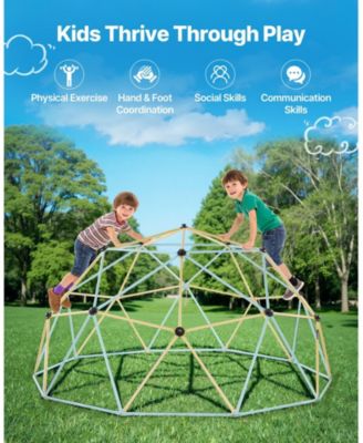 Climbing Dome, 10 ft Geometric Dome Climber with 2 Basketballs and Octopus Net, 1000 lb Capacity for Kids Ages 3–10