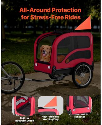 Heavy-Duty Pet Bike Trailer with Internal Leash, Holds up to 100 lbs