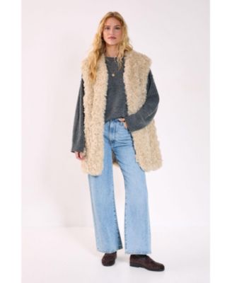 Women's Curly Faux Fur Borg Gilet