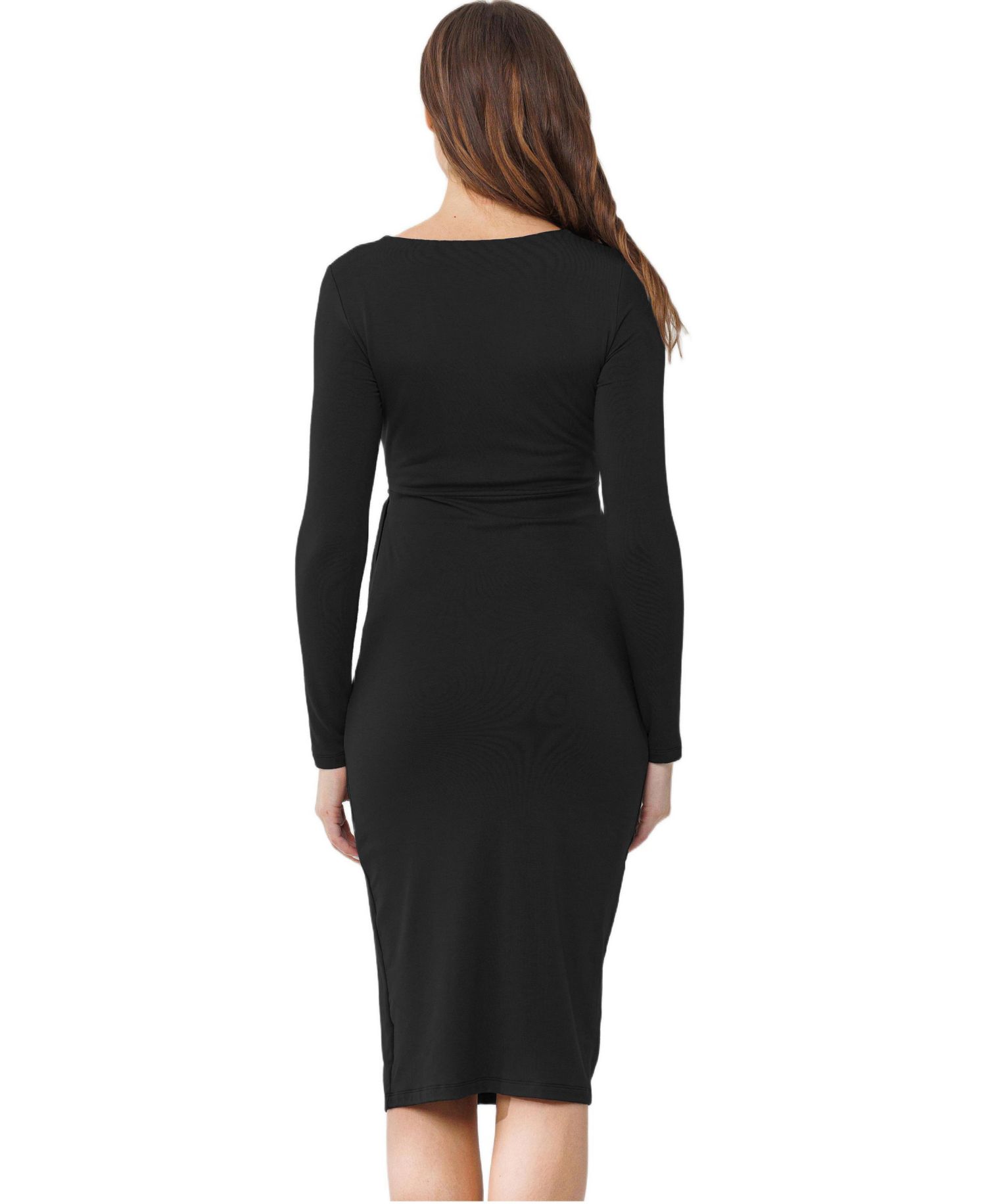 Women's Tie Waist Square Neck Long Sleeve Dress