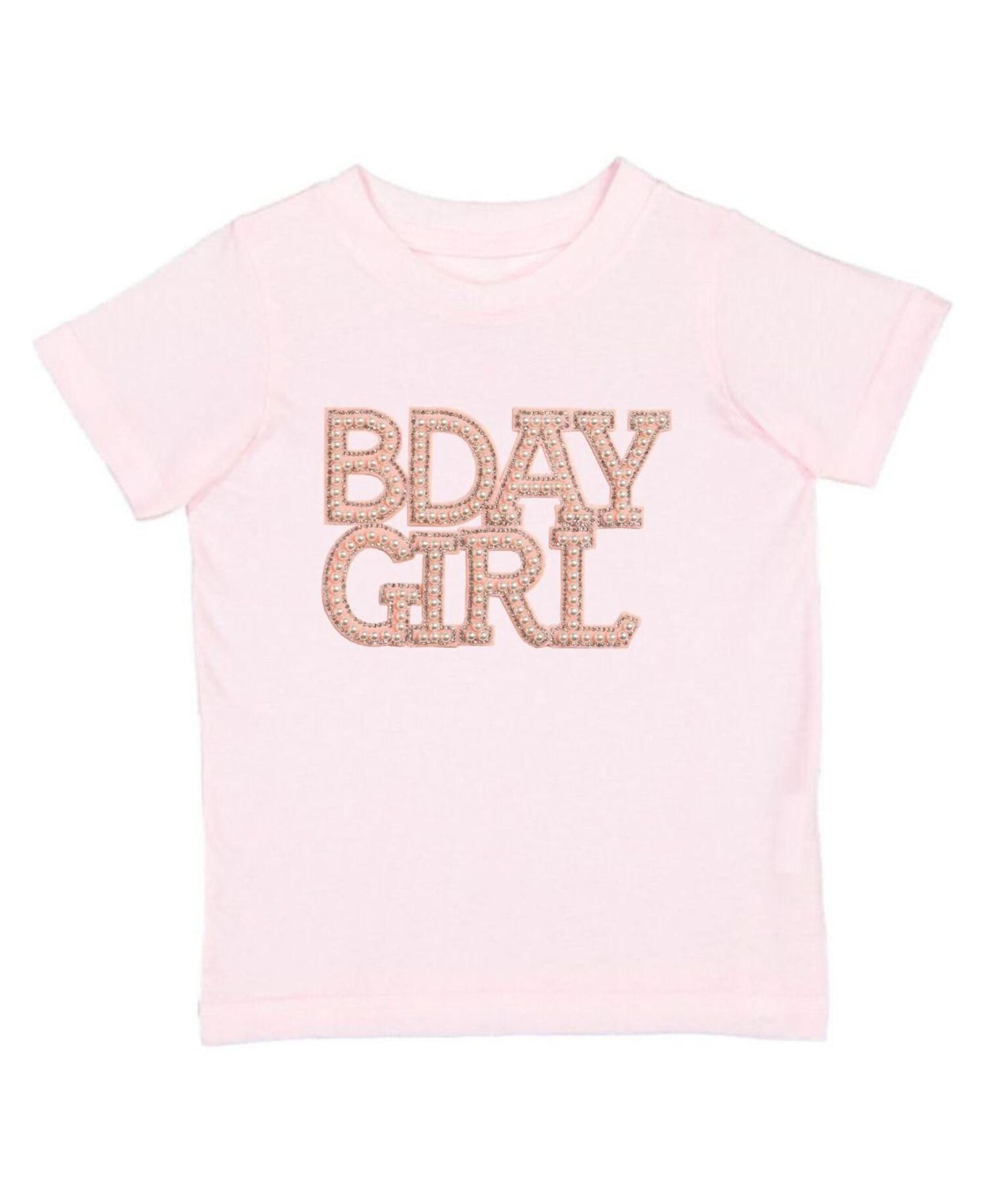 Big Girls Pearl BDay Patch Short Sleeve T-Shirt