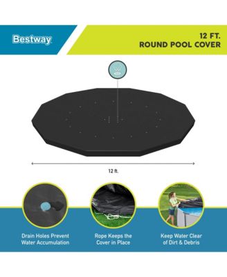 Flowclear 12 Foot Round Pool Cover w/ Drain Holes for Above Ground Pools