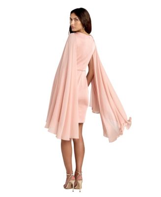 Women's Cape Sleeve V Neck Sheath Dress