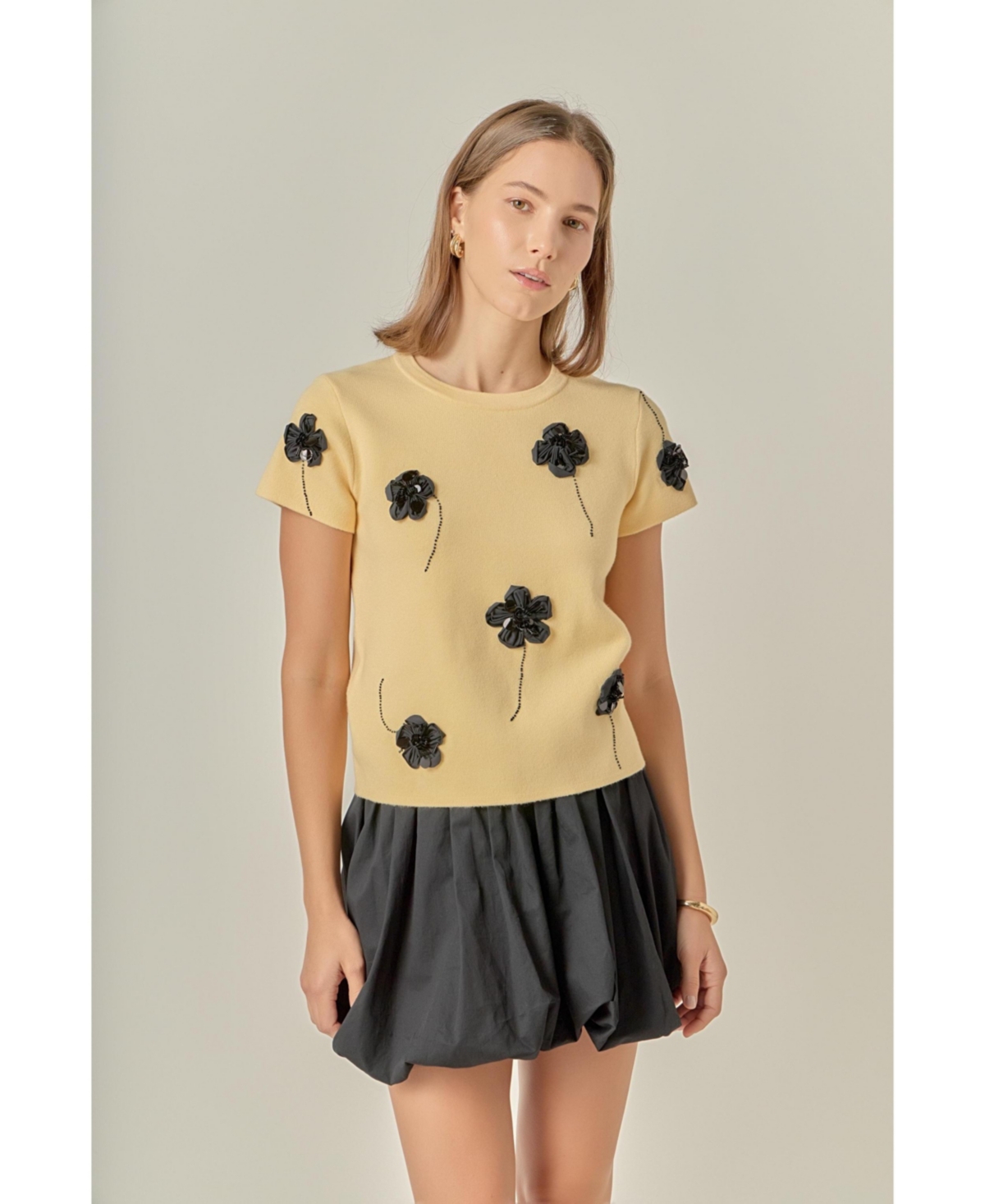 English Factory Women's 3D Flower Knit Top.