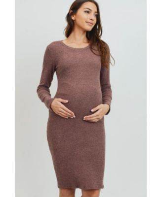 Maternity Ribbed Knit Long Sleeve Dress