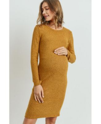 Maternity Ribbed Knit Long Sleeve Dress