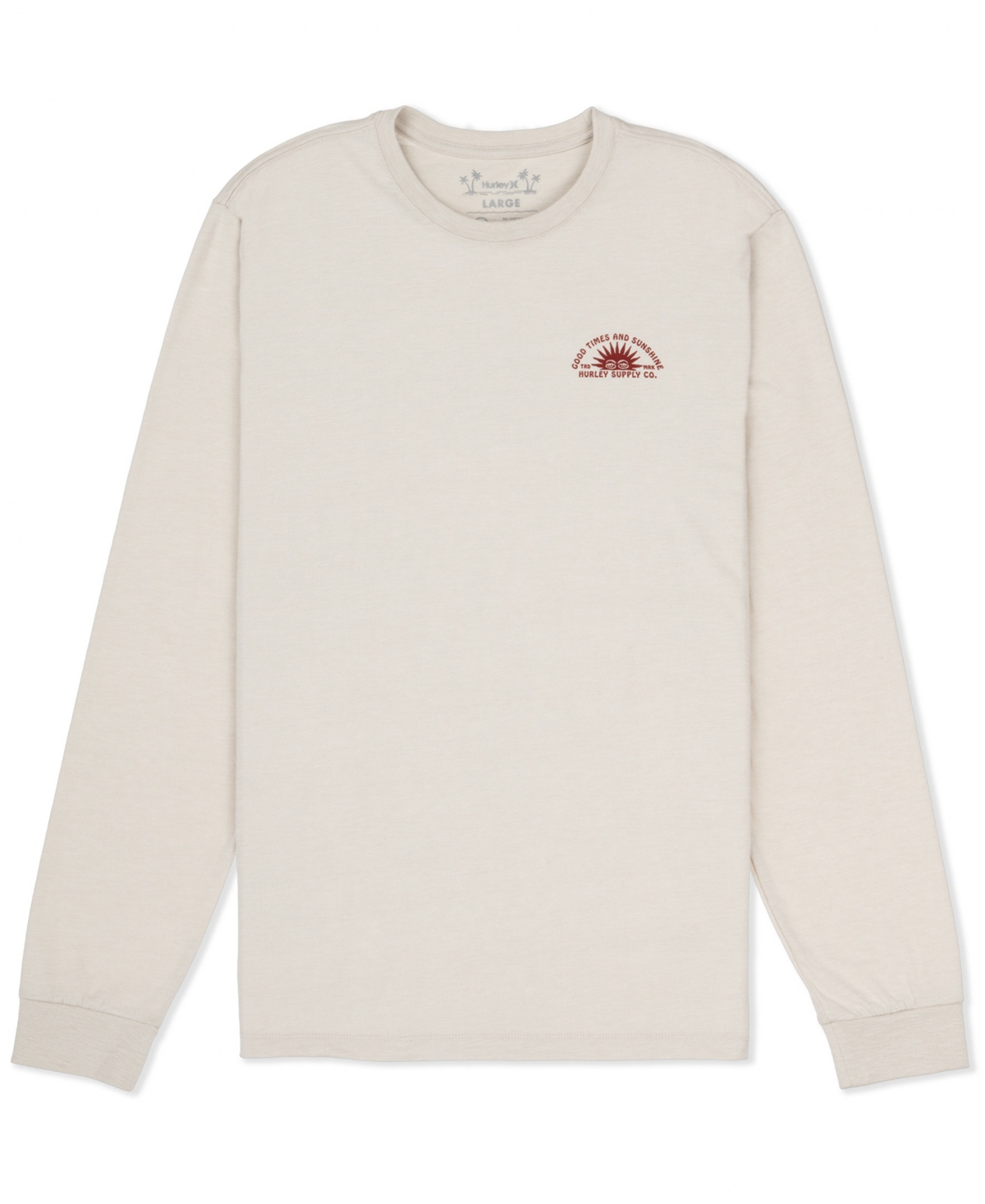 Hurley Men's Sunshine Slub Crewneck Long-Sleeve T-Shirt