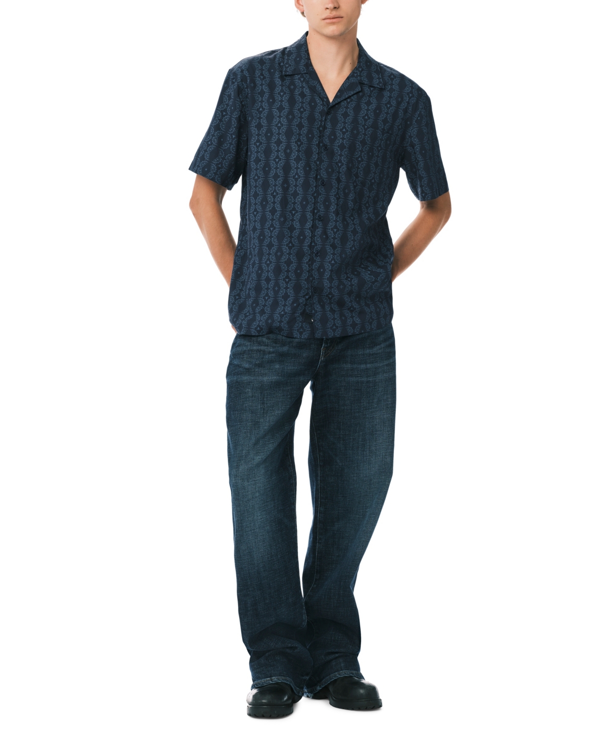 Buffalo David Bitton Men's Sandro Printed Short-Sleeve Camp Shirt