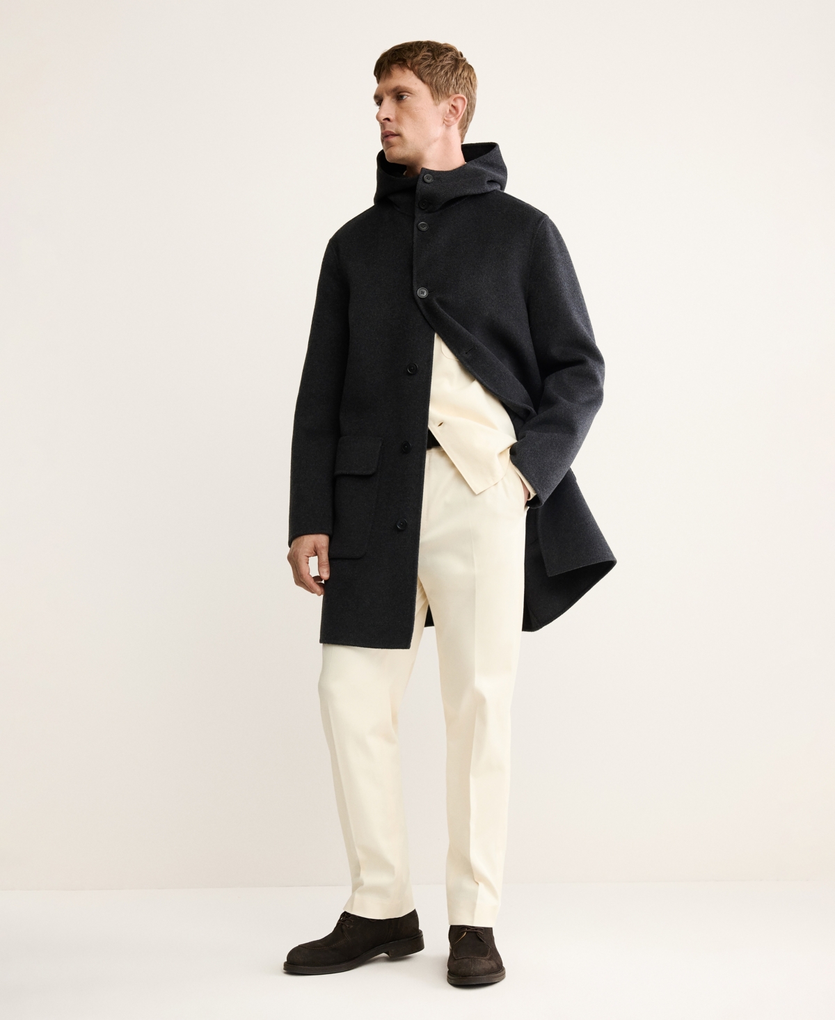 Mango Men's Handmade Wool Hood Coat
