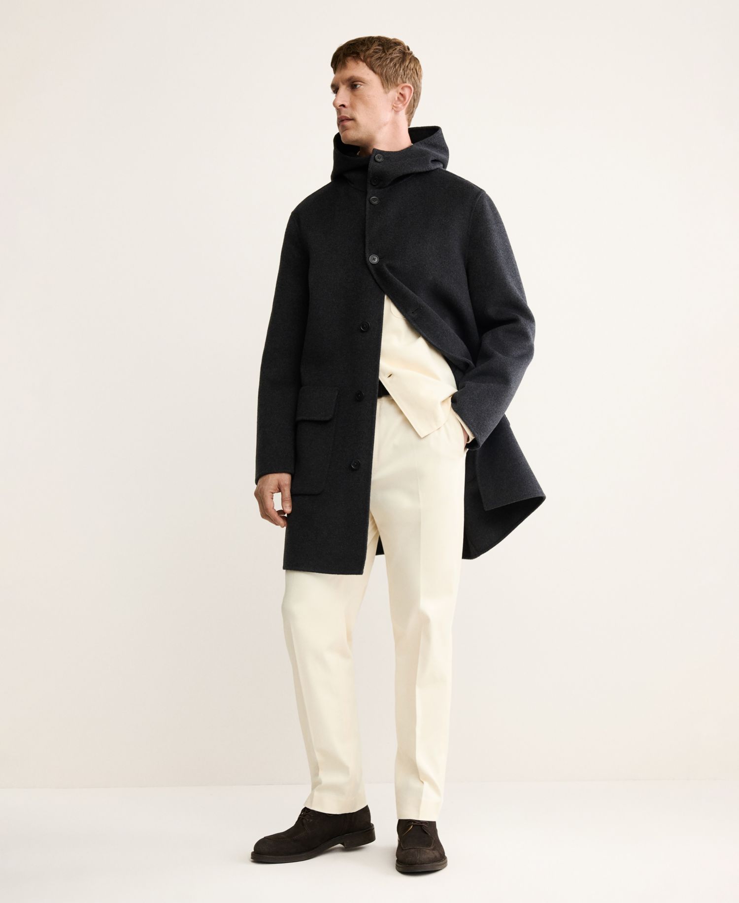 Men's Handmade Wool Hood Coat