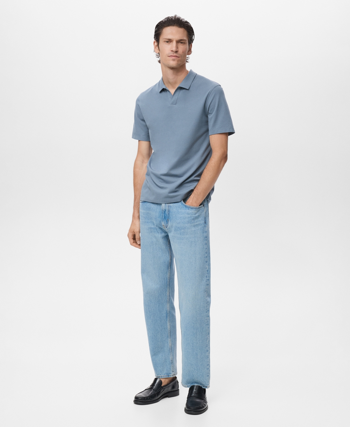 Mango Men's Cotton Pique Polo Shirt