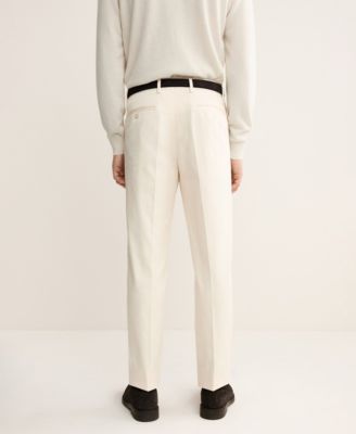 Men's Regular Fit Pleated Cotton Pants