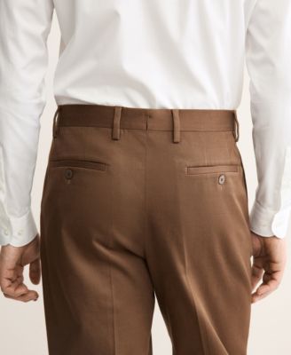 Men's Regular Fit Pleated Cotton Pants