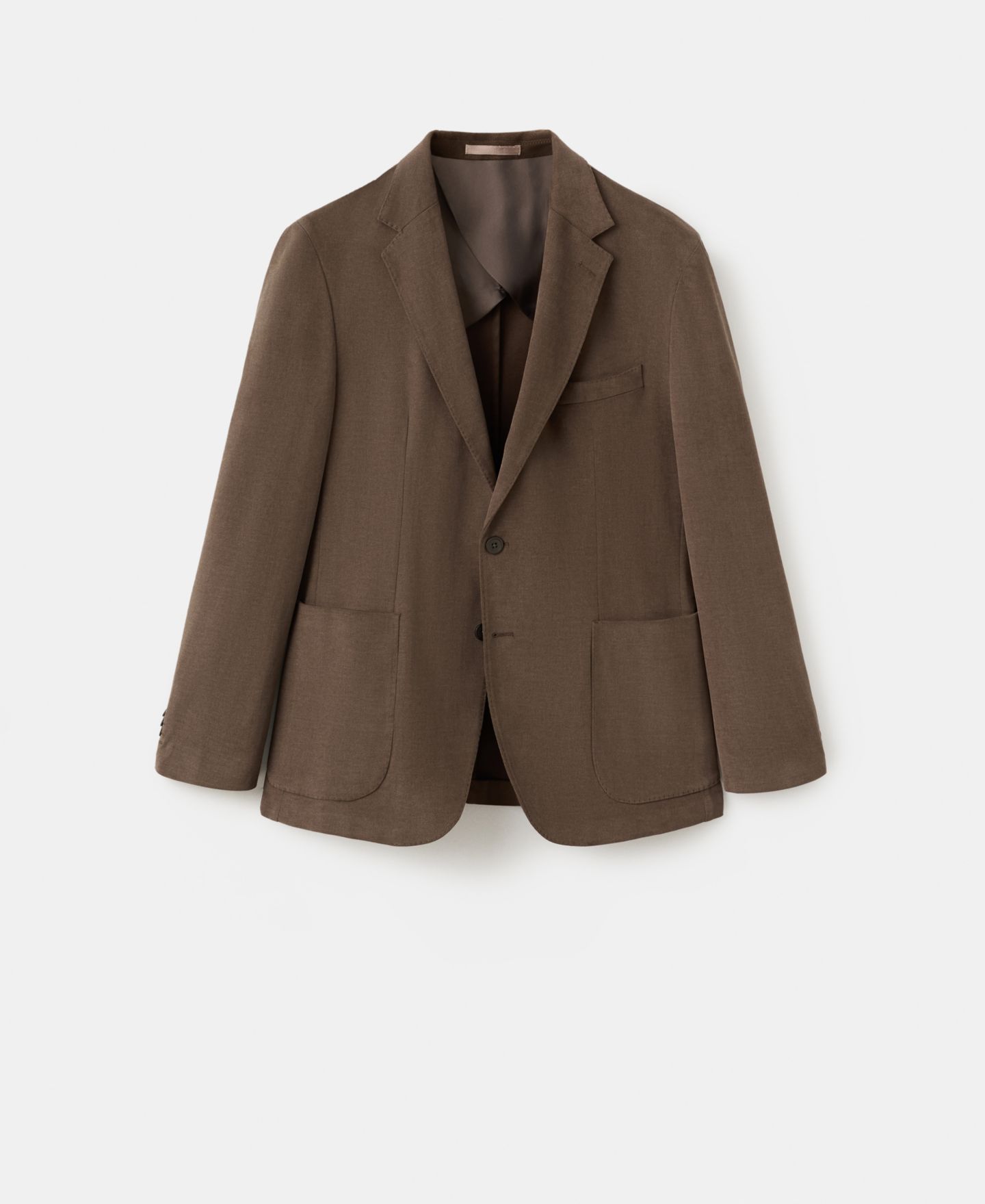 Мужской пиджак MANGO Structured Slim Fit Cotton Blazer, цвет: Карамельный — фото 5
