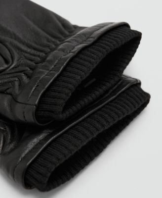 Men's Ruffled Detail Leather Gloves